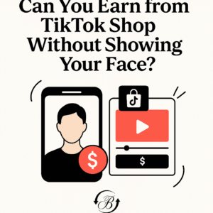Faceless TikTok Shop creator with product promotion and money-making icons